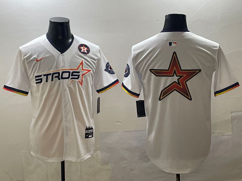 Men Houston Astros Blank White Three generations Joint Name 2025 Nike MLB Jersey style 11->houston astros->MLB Jersey